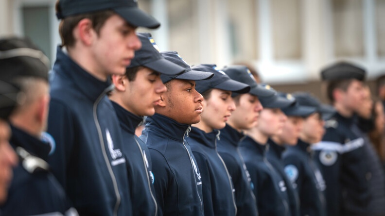 Les cadets de la gendarmerie de Haute-Savoie alignés