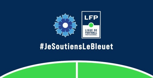 Logos du Bleuet de France et de la Ligue de football professionnel avec le hashtag JeSoutiensLeBleuet