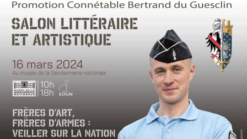 Affiche de présentation du salon littéraire et artistique du 16 mars 2024 au musée de la gendarmerie nationale.