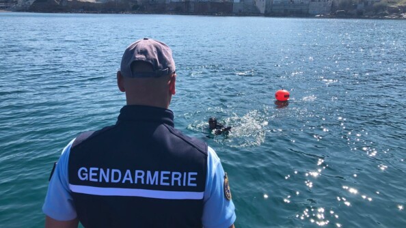 Interpellation d'un nageur en mer par la brigade de surveillance du littoral de la gendarmerie maritime en Méditerranée.