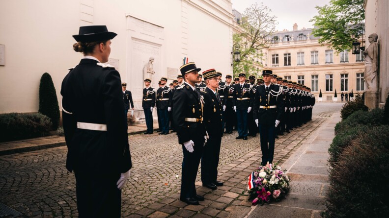 Agrandir l'image Cérémonie d’hommage à Léopold Gaillard, parrain de la 11e compagnie - 444e promotion de l’École de gendarmerie de Montluçon