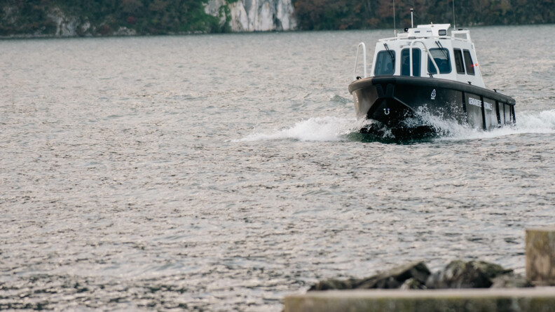 Vedette vue de face sur le lac du Bourget.