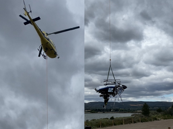 Treuillage de l'h&eacute;licopt&egrave;re accident&eacute;.