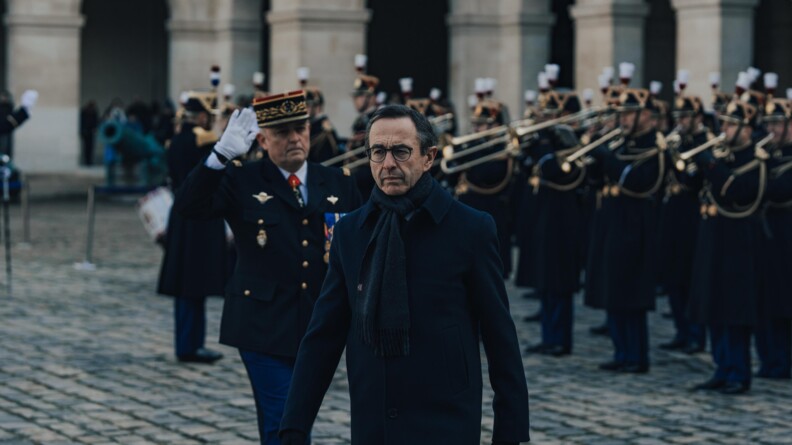 Agrandir l'image Le ministre de l'Intérieur, Bruno Retailleau, et le général d'armée Hubert Bonneau, Directeur général de la gendarmerie nationale, passent les troupes en revue lors de la cérémonie du 17 février 2025.