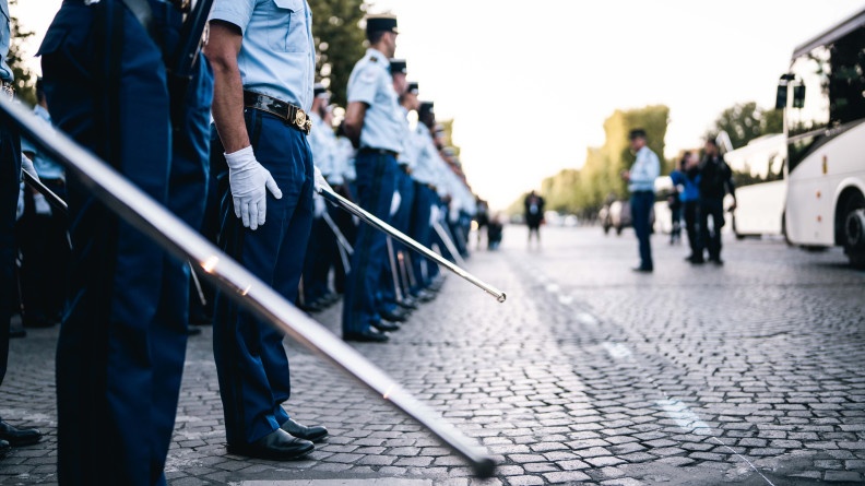Répétitions du défilé du 14 juillet pour le 2e groupement de l'Académie militaire de la gendarmerie nationale