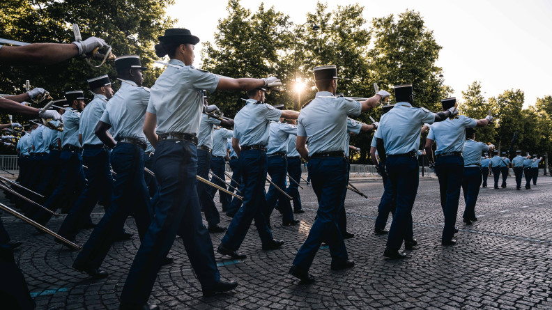 Répétitions du défilé du 14 juillet pour le 2e groupement de l'Académie militaire de la gendarmerie nationale