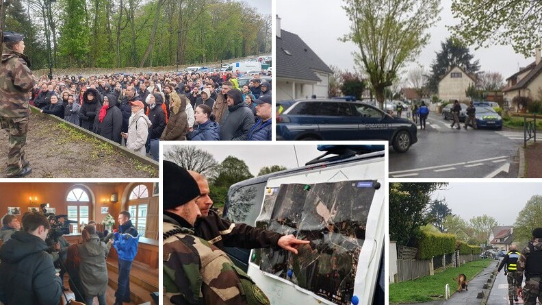 Plusieurs images de recherches opérationnelles de la gendarmerie dans le cadre d'une disparition, dans les rues et au poste de commandementD