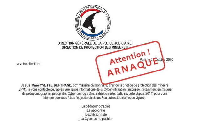 Exemple d'une fausse convocation judiciaire usurpant l'identité d'une commissaire de police.