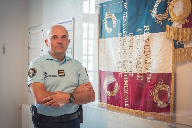 Agrandir l'image Le lieutenant-colonel Benoît Pierre, commandant en second du Groupement de gendarmerie départementale (GGD) du Finistère.