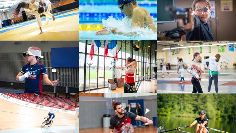 Agrandir l'image Montage de plusieurs photos de sportifs de la gendarmerie à l'entraînement