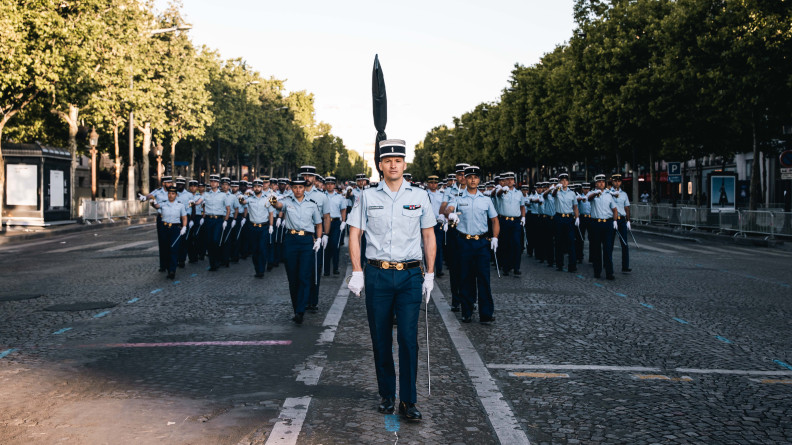 Répétitions du défilé du 14 juillet pour le 2e groupement de l'Académie militaire de la gendarmerie nationale