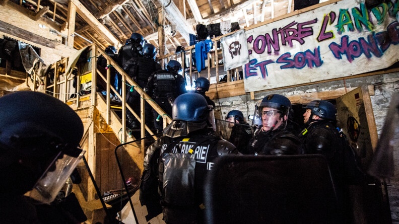 Agrandir l'image Evacuation de la "maison de la résistance", à Bure, en 2018.