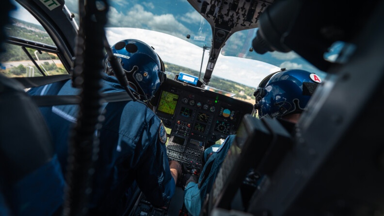 Photo à l'intérieur de l'hélicoptère