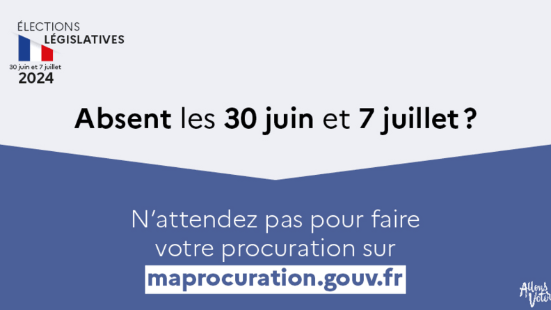 Agrandir l'image Bandeau d'annonce bleu et blanc pour le vote par procuration en ligne