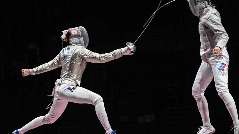 La sabreuse Manon Brunet, sportive de haut niveau de la défense (SHND) gendarmerie, lors des Jeux-Olympiques de Tokyo en juillet 2021.