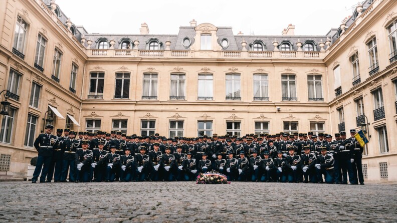 Agrandir l'image Cérémonie d’hommage à Léopold Gaillard, parrain de la 11e compagnie - 444e promotion de l’École de gendarmerie de Montluçon