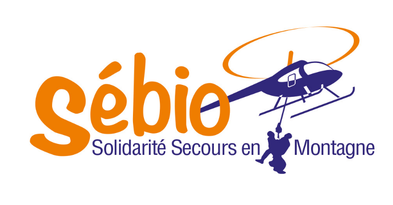 Agrandir l'image Logo de l'association Sébio avec un hélicoptère secourant une personne en montagne.