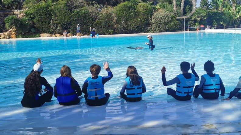 Enfants devant un bassin du centre ZooMarine.