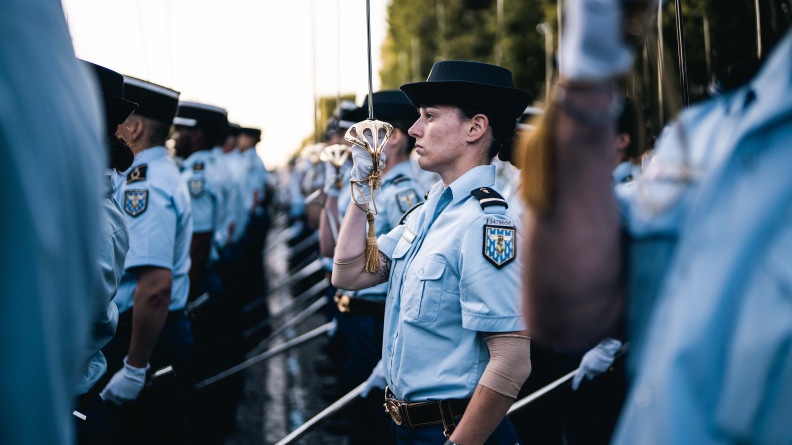 Répétitions du défilé du 14 juillet pour le 2e groupement de l'Académie militaire de la gendarmerie nationale