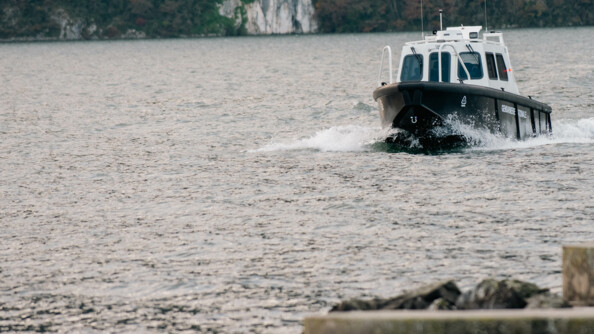 Vedette vue de face sur le lac du Bourget.