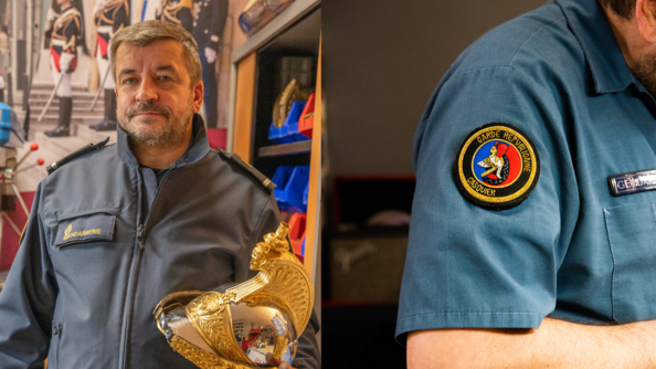 L'adjudant Franck dans son atelier de casques
