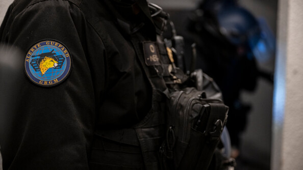 Photo de l'&eacute;cusson d'un gendarme de l'escadron Gu&eacute;pard.