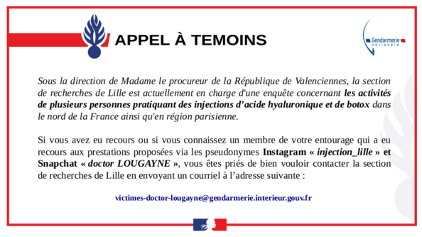 Texte d'un appel à témoins intégralement retranscrit dans l'article.
