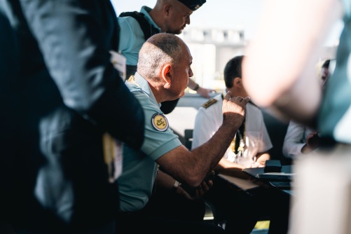 Le lieutenant-colonel Beretti à l'occasion d'une réunion.