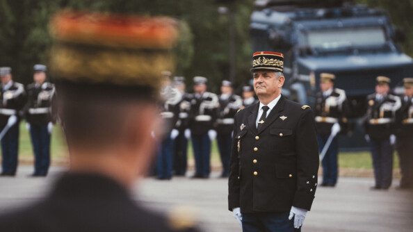 Le général de corps d'armée Olivier Courtet lors de son adieu aux armes.