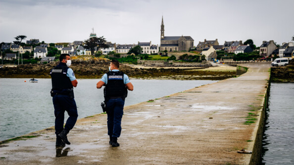 L'escadron de gendarmerie mobile de Vannes en détachement de surveillance et d'intervention à Carantec.