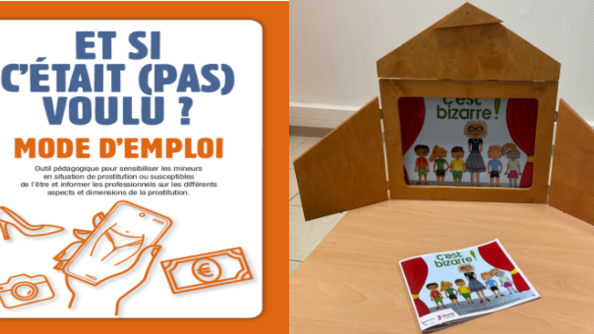 Deux visuels de projets présentés au prix de la prévention de la gendarmerie "et si c'était pas voulu?" et un théâtre en carton