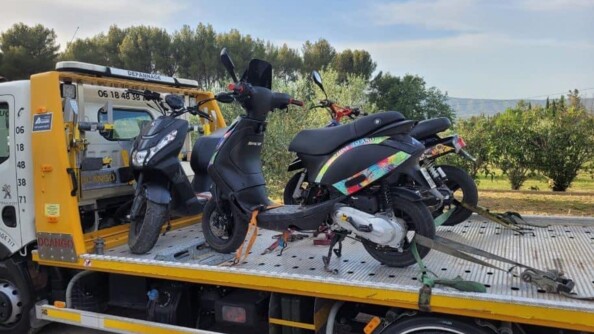 Saisie de trois scooters à Trets par les gendarmes de la compagnie d'Aix-en-Provence, qui seront ensuite détruits.