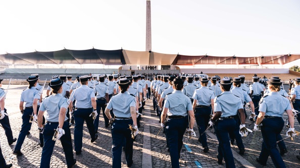 Répétitions du défilé du 14 juillet pour le 2e groupement de l'Académie militaire de la gendarmerie nationale