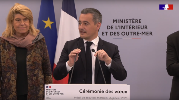 Gérald Darmanin, ministre de l'Intérieur et des Outres-mer, présente ses voeux aux agents du ministère